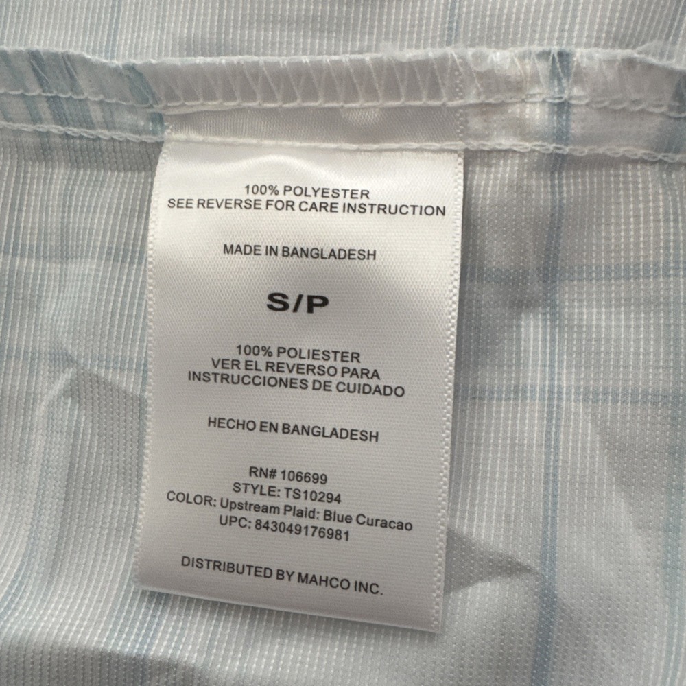 Habit Fishing Shirt Short Sleeve Plaid White Blue Vented Men's Size S NWT - Picture 9 of 10